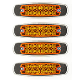 6.2" LED Marker Clearance Light 12 LED Amber/Red Trailer Lights Surface Mount Sealed 6-1/5" Amber/Red Rectangular Spyder Fish Shape Marker & Clearance Lights Stainless Steel Rim Bezel 12V